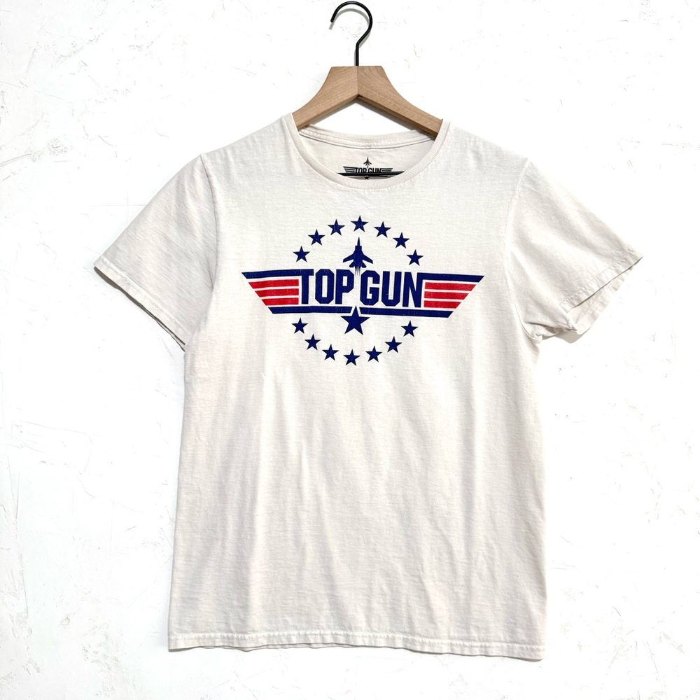 3/$20 Top Gun Graphic Tee Cream Navy Red Logo Movie T Shirt Women S